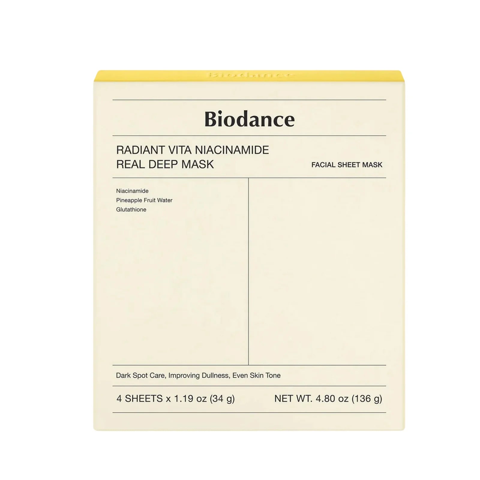 Radiant Vita Niacinamide Real Deep Mask - 4 feuilles