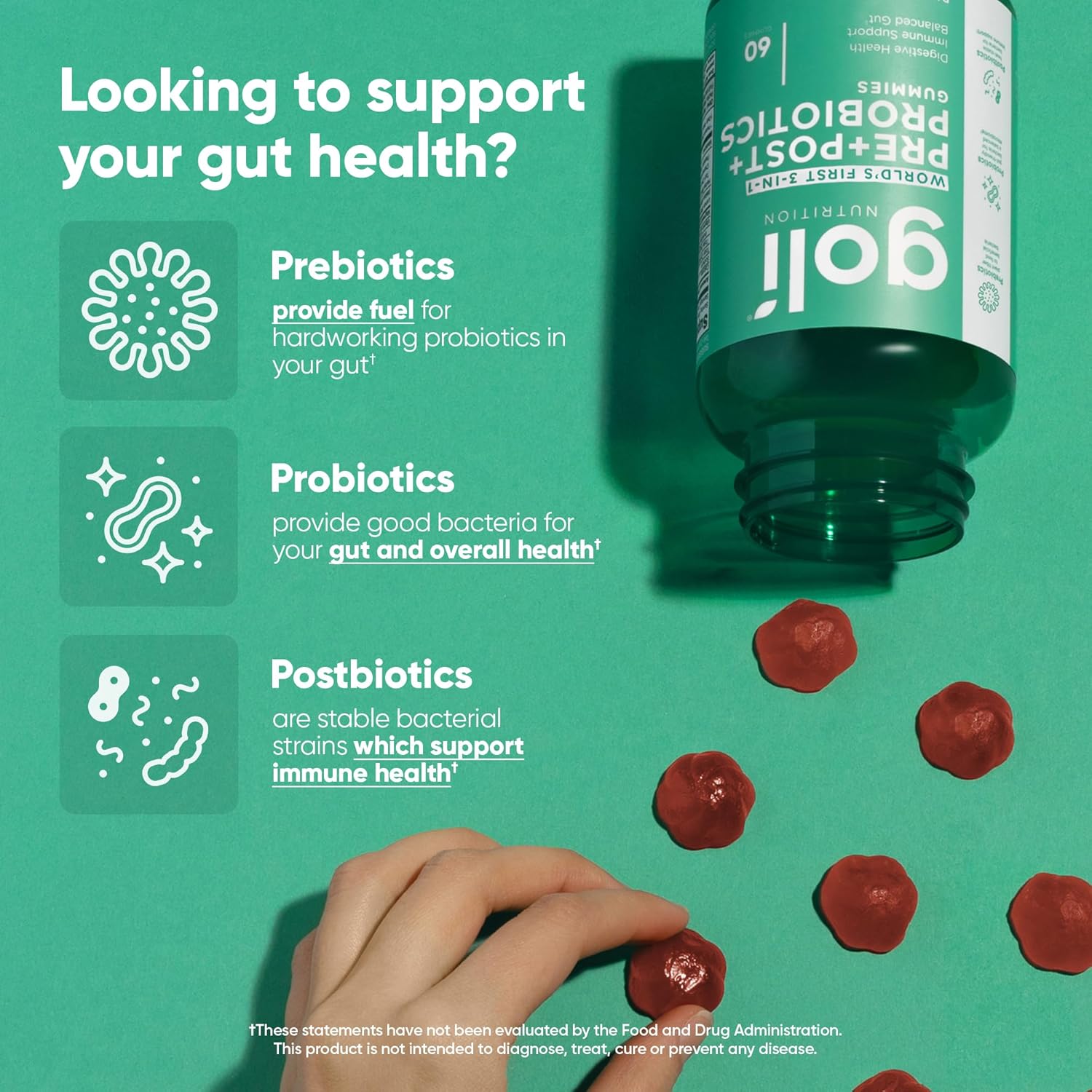 Pre Pro Postbiotic Gummies - 60 Count
