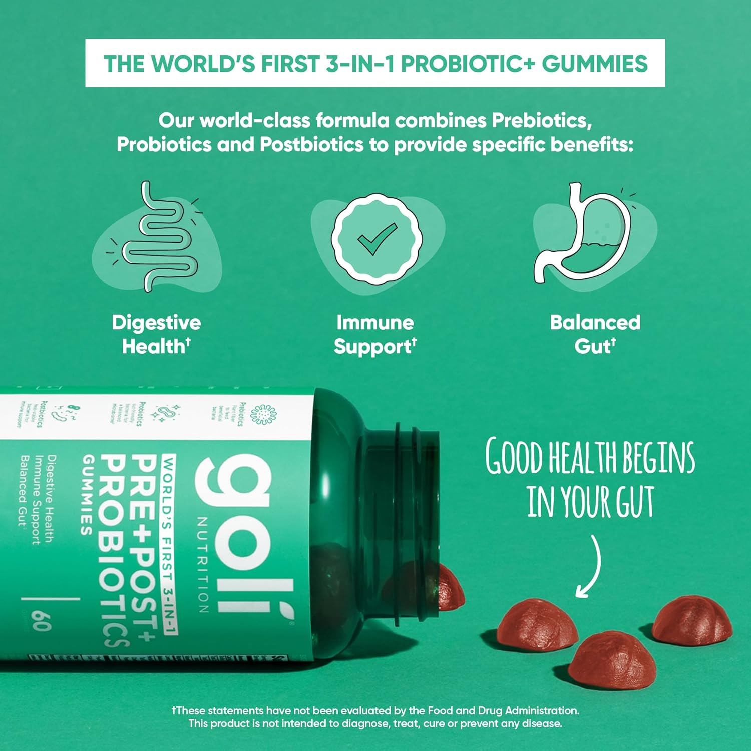 Pre Pro Postbiotic Gummies - 60 Count