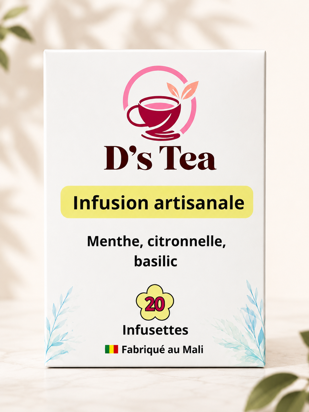 Infusion artisanale:Menthe, Citronnelle & Basilic-20 Infusettes