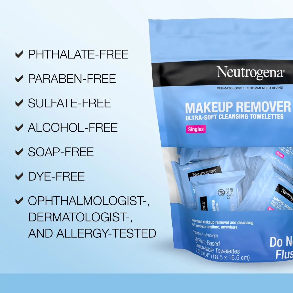 Makeup Remover Cleansing Towelette Singles, 20 Count